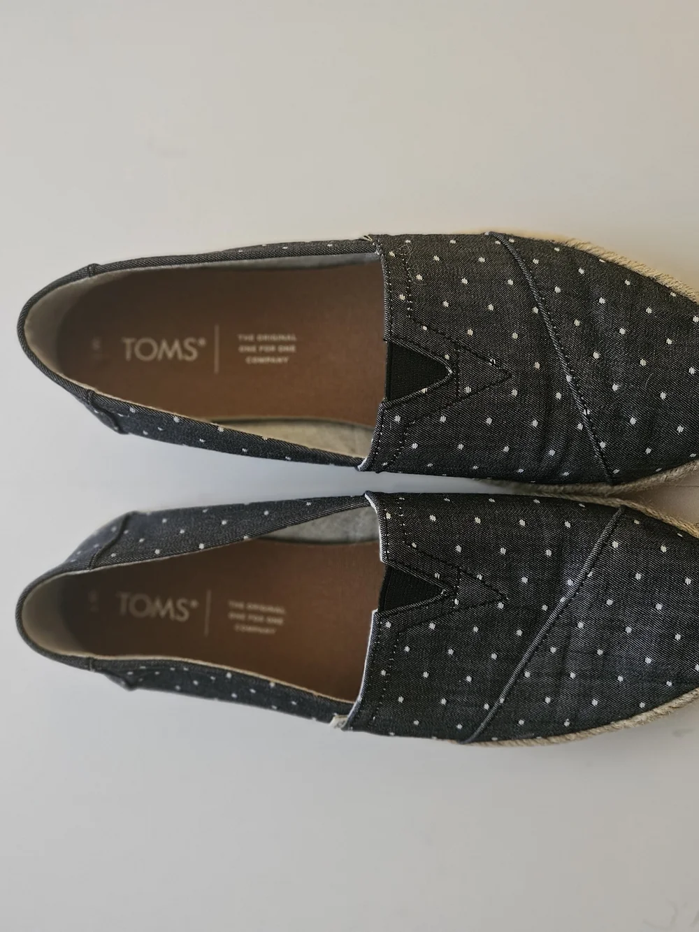 TOMS Black Canvas Polka Dot Slip-On Espadrilles